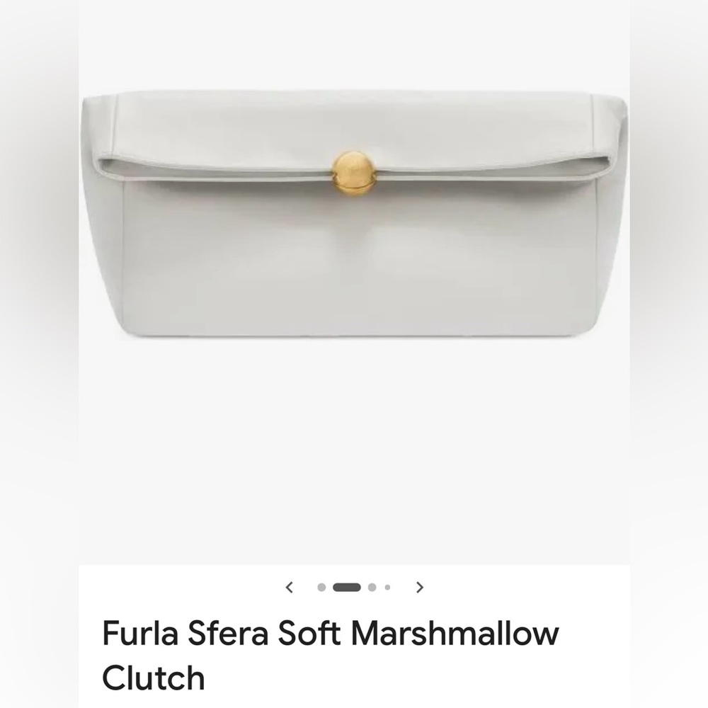 Furla Sfera Soft Clutch - Marshmallow color with Gold Accent magnetic closure